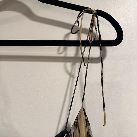 Halston Heritage Starburst Black & Gold Pleated Mini Dress Ajustable Straps L - Picture 10 of 17